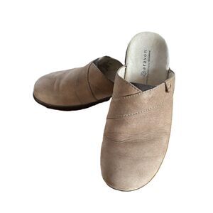 Aravon by New Balance Kala Tan Suede Comfort‎ Clogs Mules 7B Ergonomic